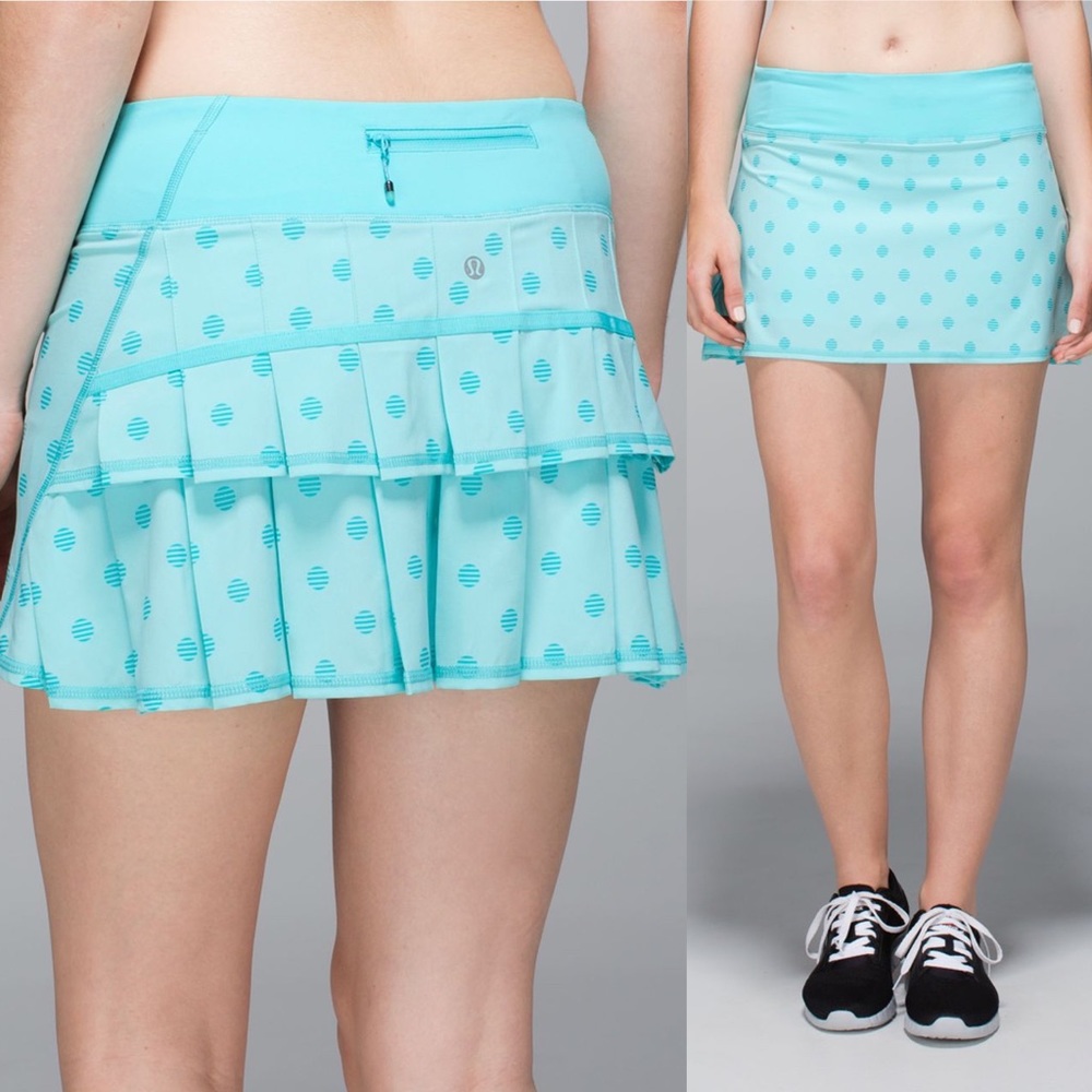 Lululemon Run: Pace Setter Skirt (Tall) Stripe Dot Printed Angel Blue, Size 4